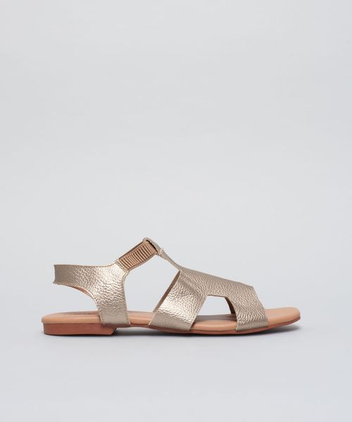 Rasteira Basica Couro Marcela - Prata Velho