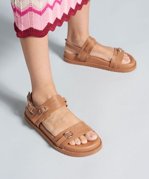 Rasteira Anatomica Couro Bel - Caramelo