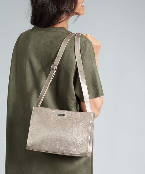 Bolsa p Couro Maju - Prata Velho