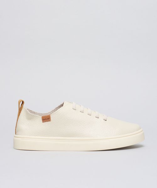 Tenis Couro Elastico Liso - Off White/New Mostarda