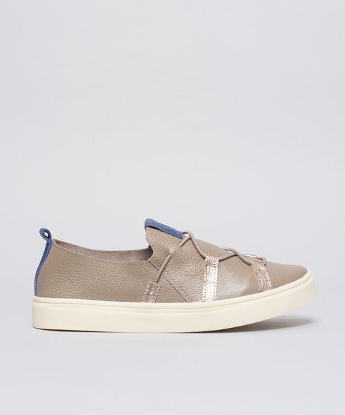 Tenis Couro Elastico Cruzado - Cinza