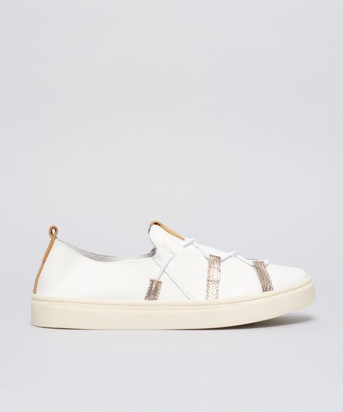 Tenis Couro Elastico Cruzado - Branco
