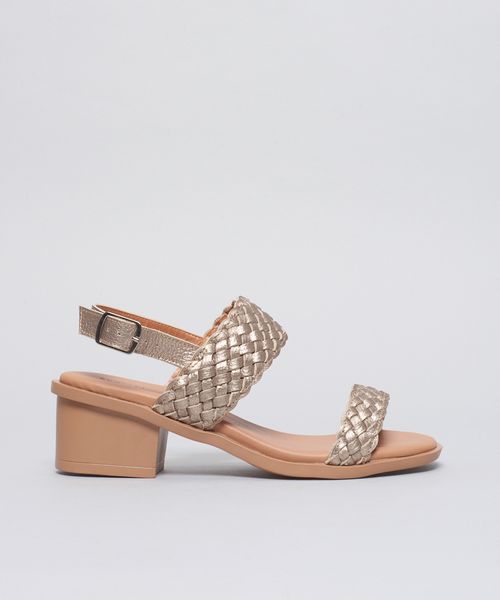 Sandalia Media Couro Tresse - Prata Velho