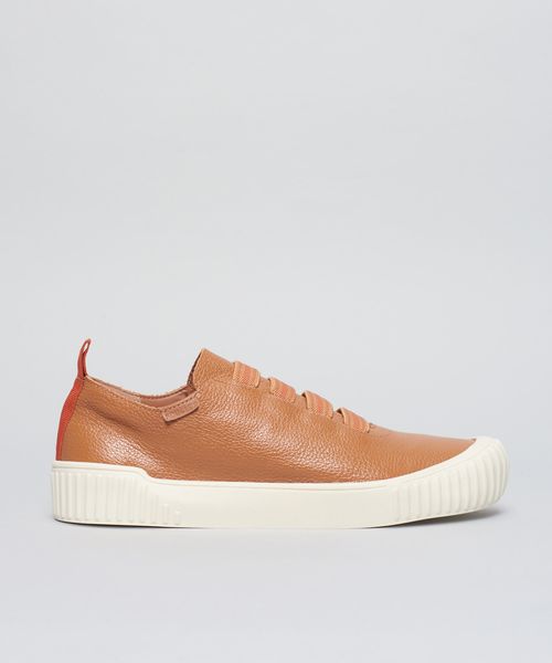 Tenis Couro Elastico Listrado - Caramelo