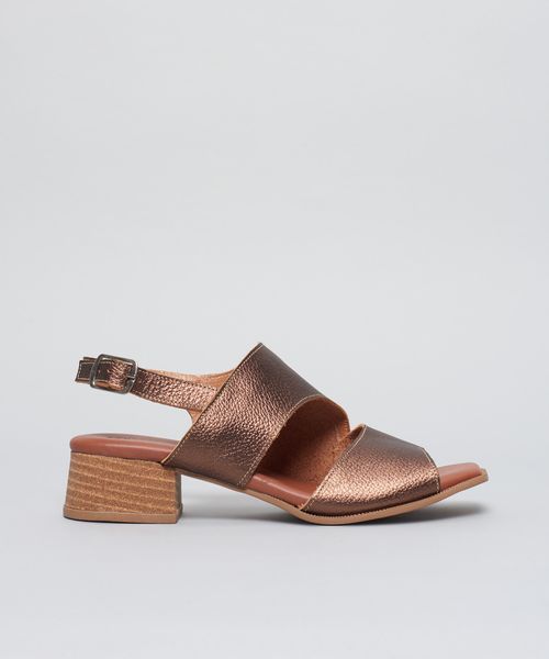 Sandalia Media Couro Gabriela - Bronze