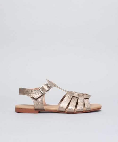 Rasteira Basica Couro Tresse - Prata Velho