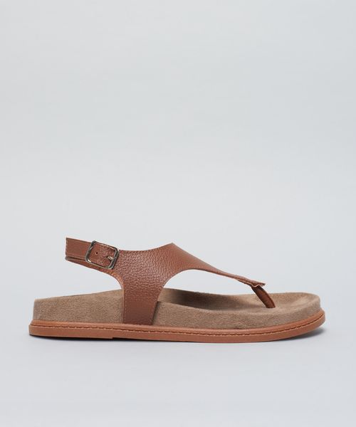 Rasteira Anatomica v Couro - Terra