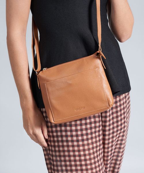 Bolsa p Couro Paula - Caramelo