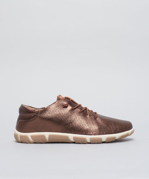 Tenis Frances Couro Perfuros - Bronze