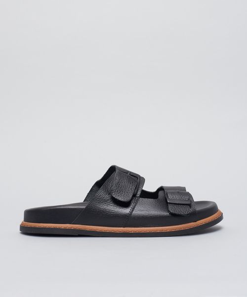Rasteira Anatomica Couro Duo - Preto