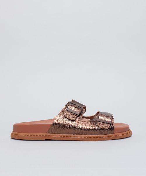 Rasteira Anatomica Couro Duo - Bronze