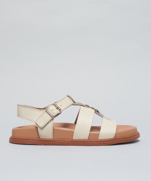 Rasteira Anatomica Couro Argola - Off White
